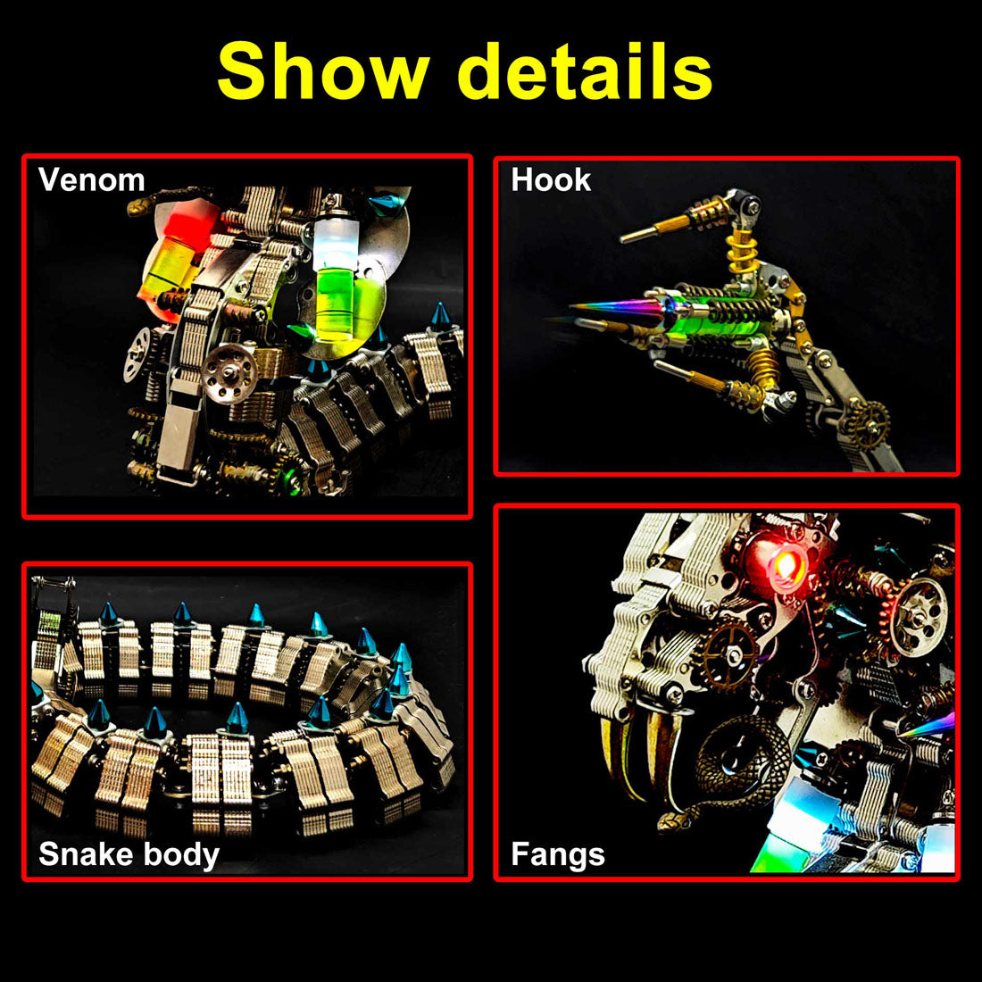 Mechanical Punk Cobra Snake 3D Metal Puzzle Building Kits 1000+PCS