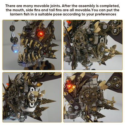 Steampunk Anglerfish 3D Metal Puzzle DIY Kit with Base 700+pcs