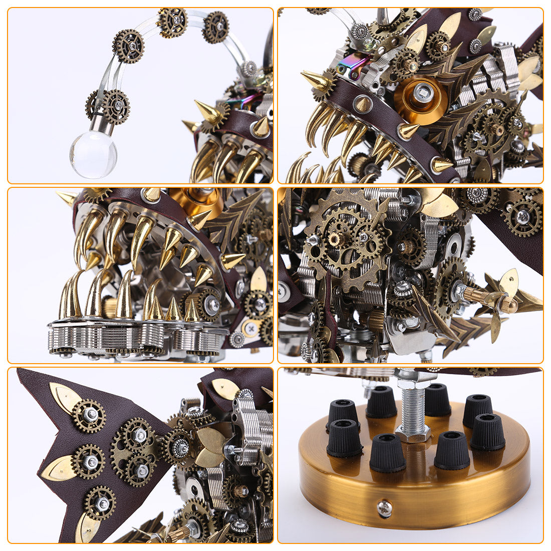 Steampunk Anglerfish 3D Metal Puzzle DIY Kit with Base 700+pcs