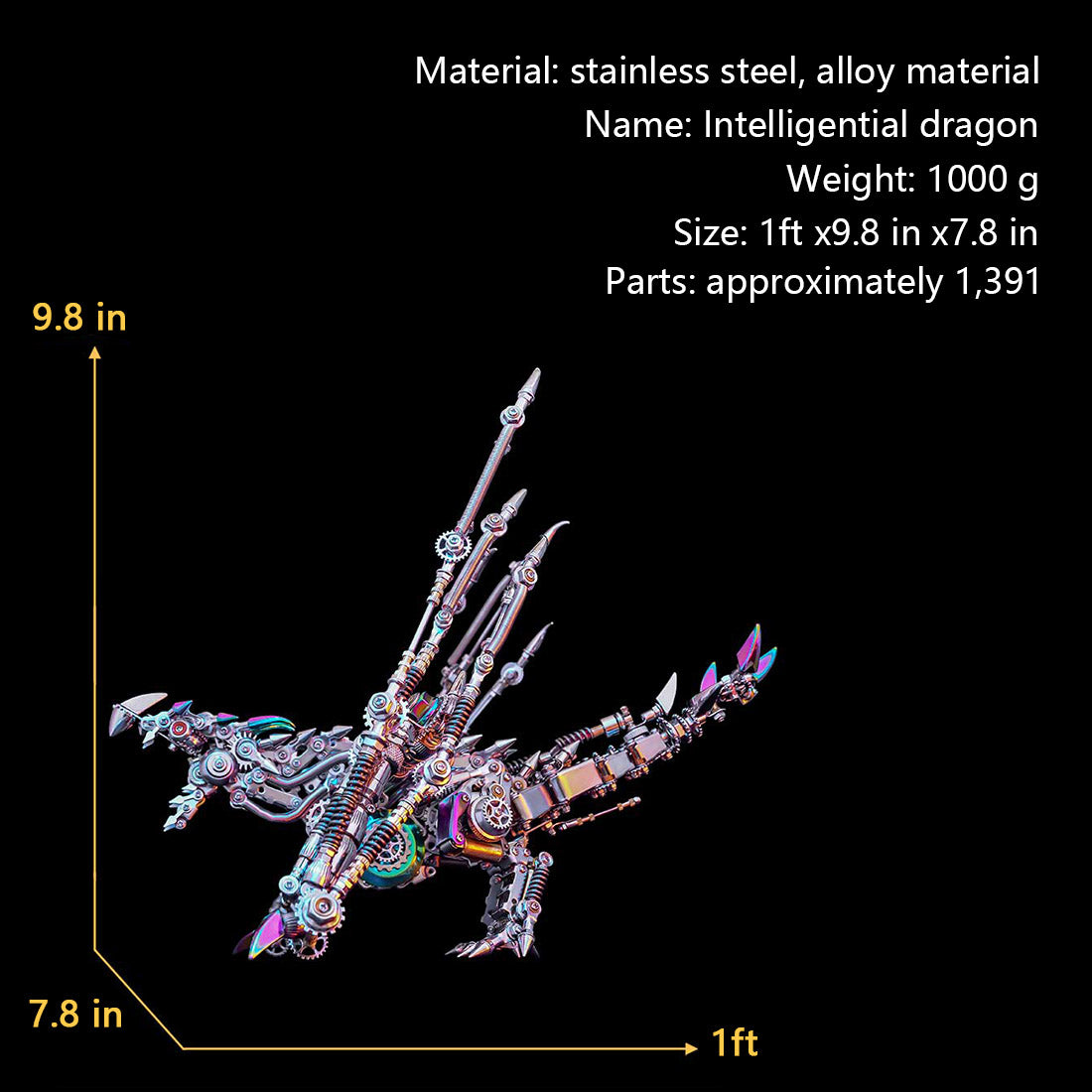 Western Dragon Cyberpunk 3D Metal Puzzle Model Kit 1300+ PCS